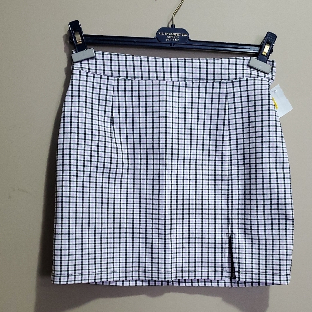 Garage Black and White Pencil Mini Skirt with Slit Size Medium